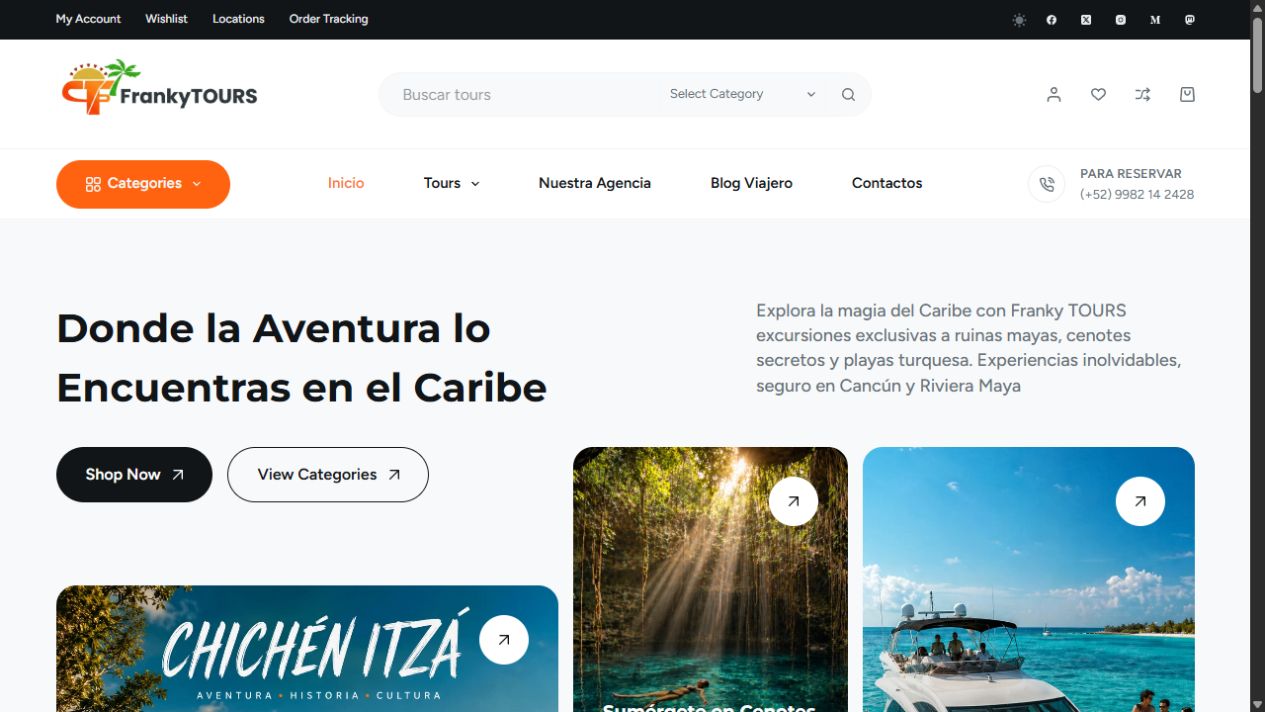 Captura de la portada pública de FrankyTOURS