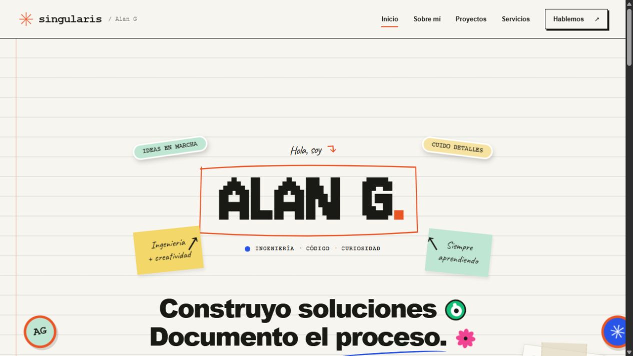 Captura de la portada de Singularis Portfolio